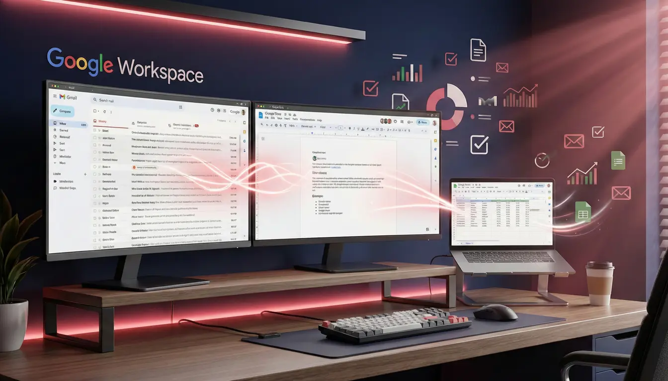 Google Gemini 2 Workspace - Productivité professionnelle IA - Gmail Docs Sheets gratuit - Outils collaboration suisse